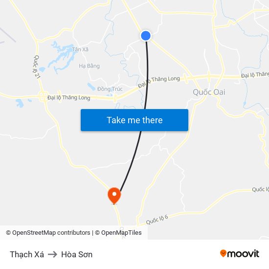 Thạch Xá to Hòa Sơn map