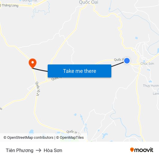 Tiên Phương to Hòa Sơn map