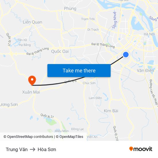 Trung Văn to Hòa Sơn map