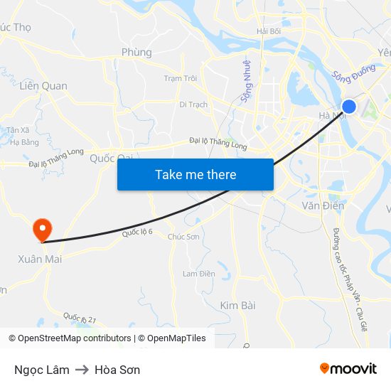 Ngọc Lâm to Hòa Sơn map