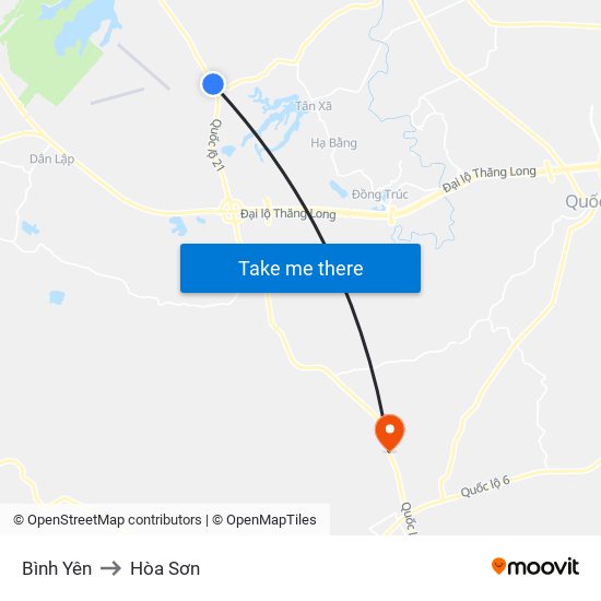 Bình Yên to Hòa Sơn map