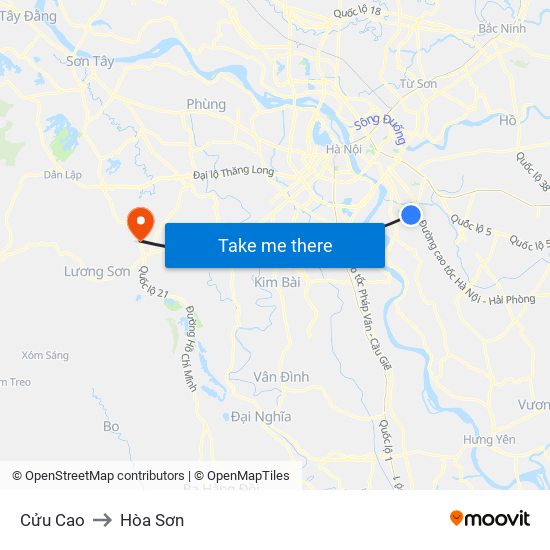 Cửu Cao to Hòa Sơn map