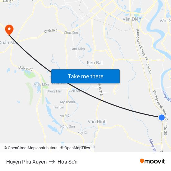 Huyện Phú Xuyên to Hòa Sơn map