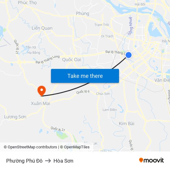 Phường Phú Đô to Hòa Sơn map