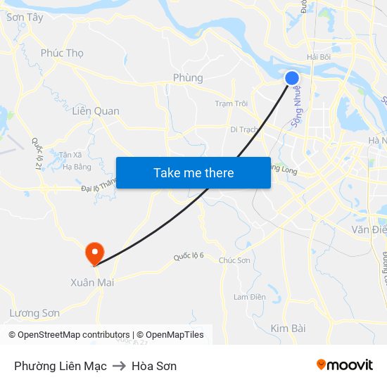 Phường Liên Mạc to Hòa Sơn map