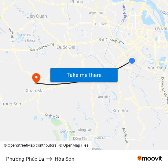 Phường Phúc La to Hòa Sơn map
