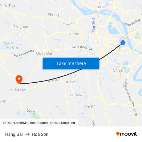 Hàng Bài to Hòa Sơn map