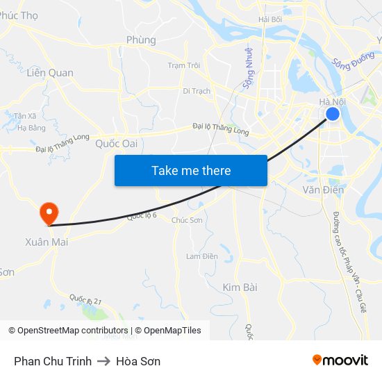 Phan Chu Trinh to Hòa Sơn map