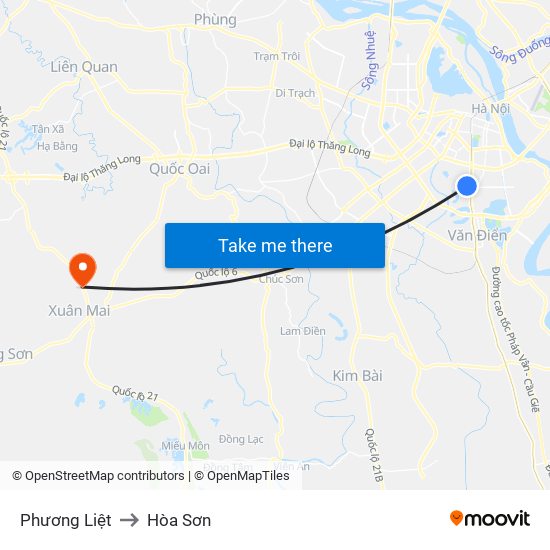 Phương Liệt to Hòa Sơn map