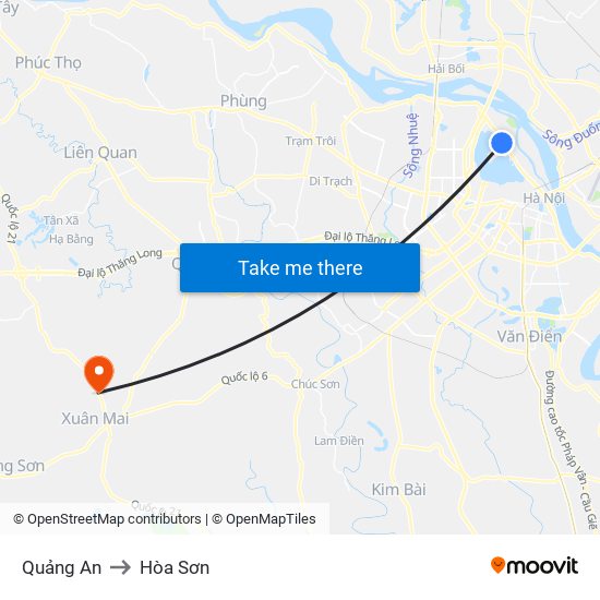 Quảng An to Hòa Sơn map