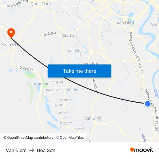 Vạn Điểm to Hòa Sơn map