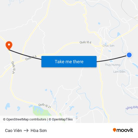 Cao Viên to Hòa Sơn map