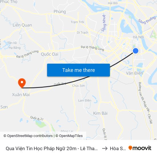 Qua Viện Tin Học Pháp Ngữ 20m - Lê Thanh Nghị to Hòa Sơn map