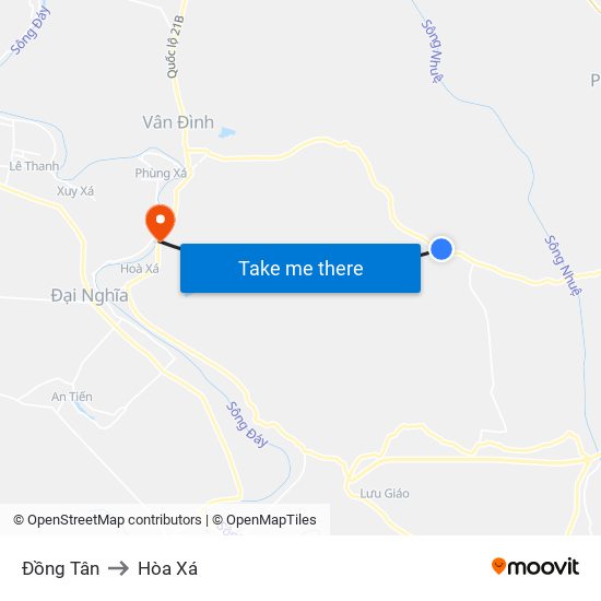 Đồng Tân to Hòa Xá map