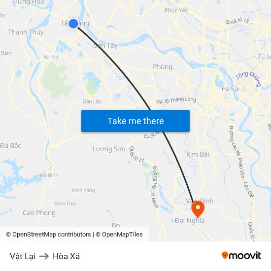 Vật Lại to Hòa Xá map