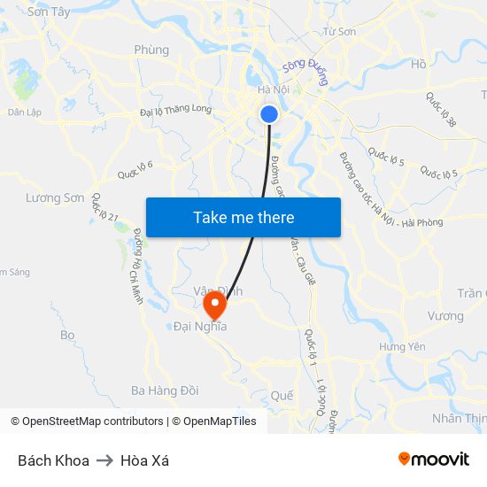 Bách Khoa to Hòa Xá map