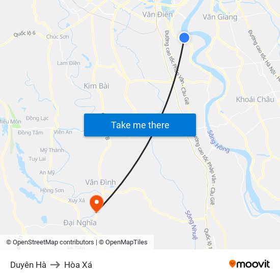 Duyên Hà to Hòa Xá map