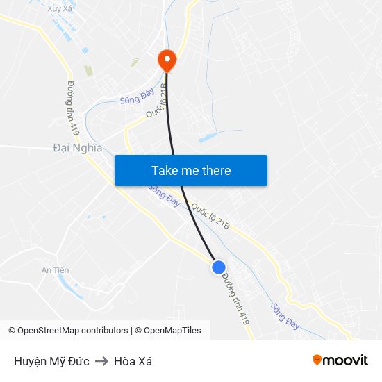 Huyện Mỹ Đức to Hòa Xá map