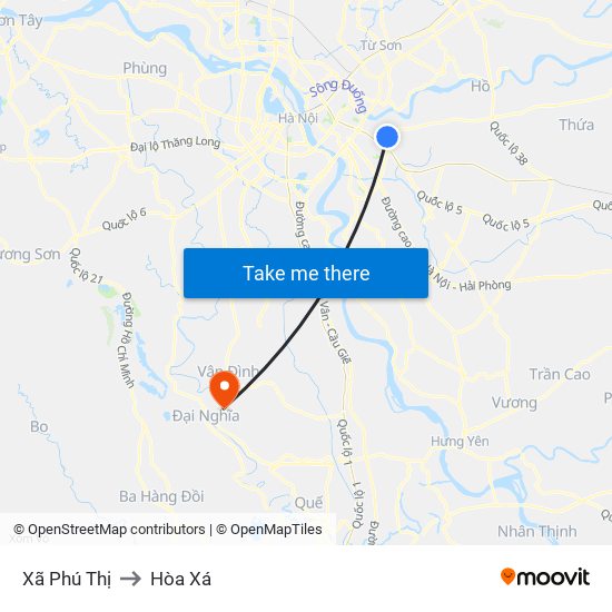 Xã Phú Thị to Hòa Xá map