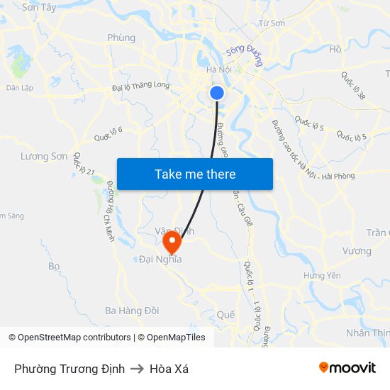 Phường Trương Định to Hòa Xá map