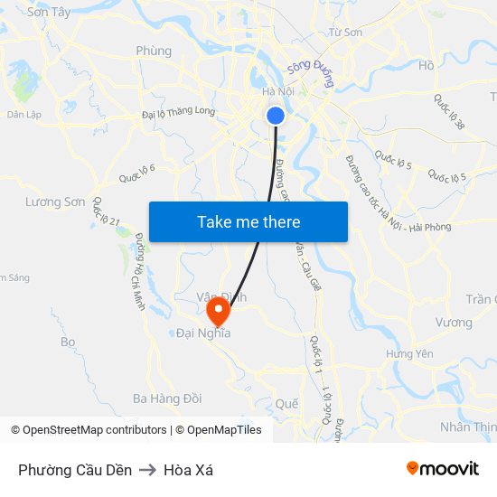 Phường Cầu Dền to Hòa Xá map