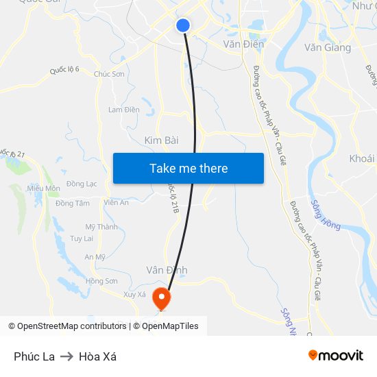 Phúc La to Hòa Xá map
