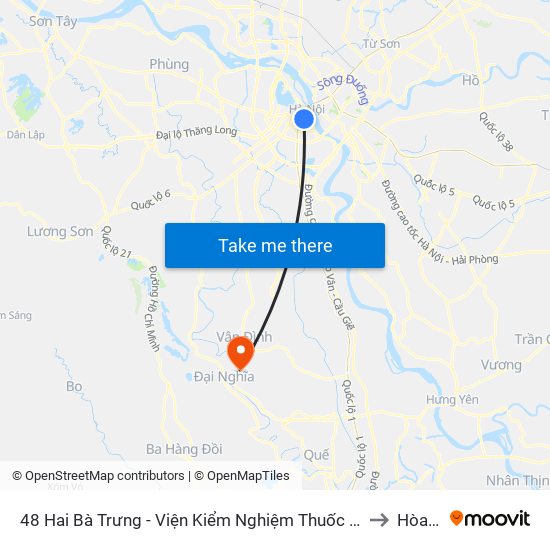 48 Hai Bà Trưng - Viện Kiểm Nghiệm Thuốc Trung Ương to Hòa Xá map