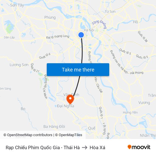 Rạp Chiếu Phim Quốc Gia - Thái Hà to Hòa Xá map