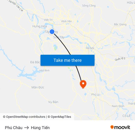 Phú Châu to Hùng Tiến map