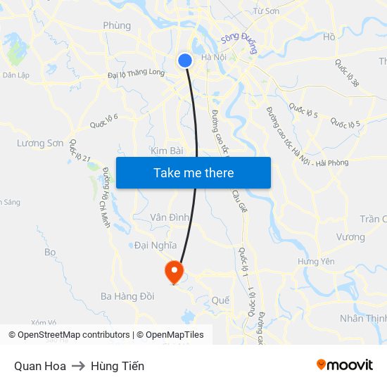 Quan Hoa to Hùng Tiến map