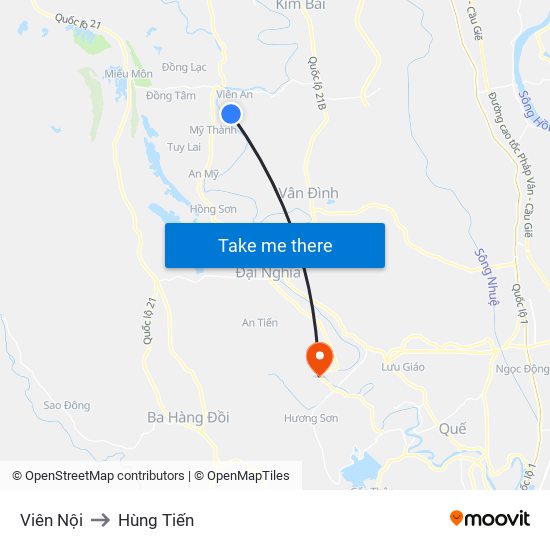 Viên Nội to Hùng Tiến map