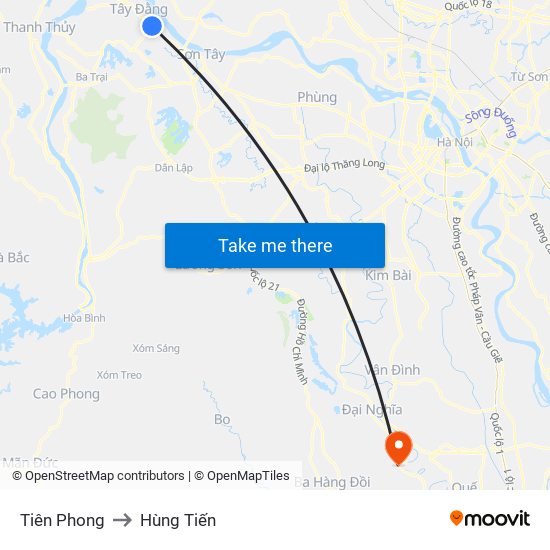 Tiên Phong to Hùng Tiến map