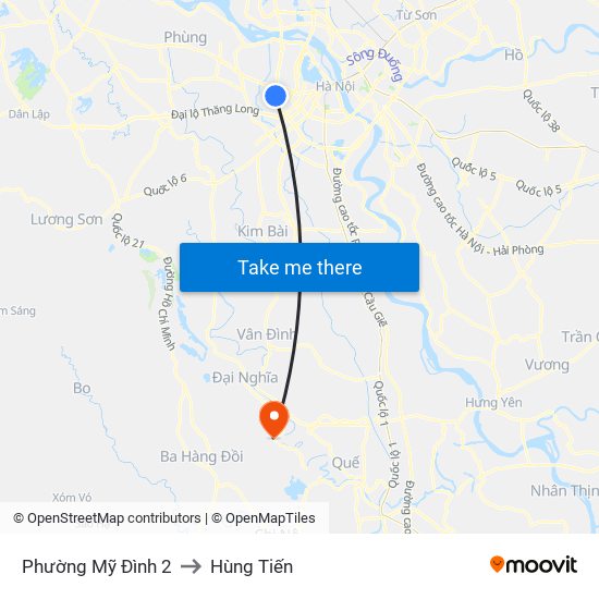 Phường Mỹ Đình 2 to Hùng Tiến map