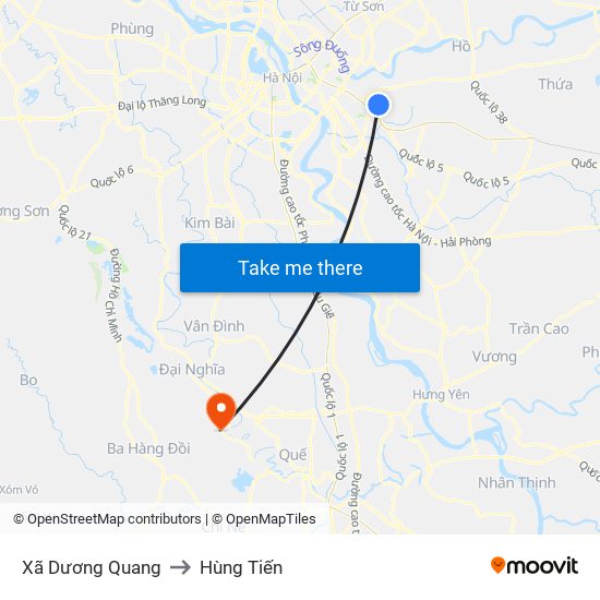 Xã Dương Quang to Hùng Tiến map