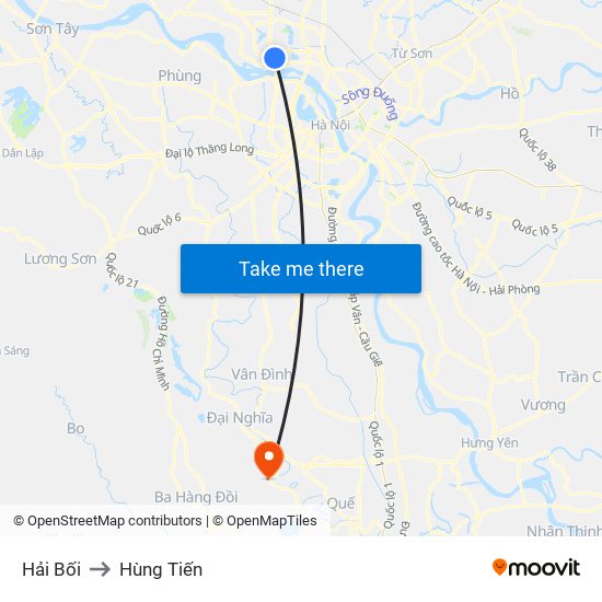 Hải Bối to Hùng Tiến map