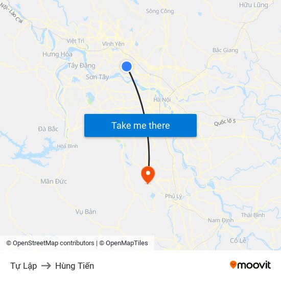 Tự Lập to Hùng Tiến map