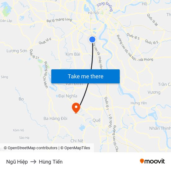 Ngũ Hiệp to Hùng Tiến map