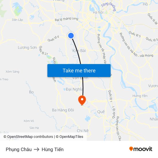 Phụng Châu to Hùng Tiến map