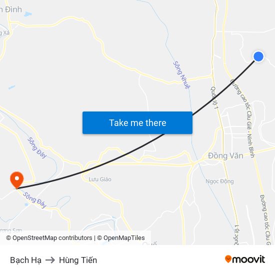 Bạch Hạ to Hùng Tiến map