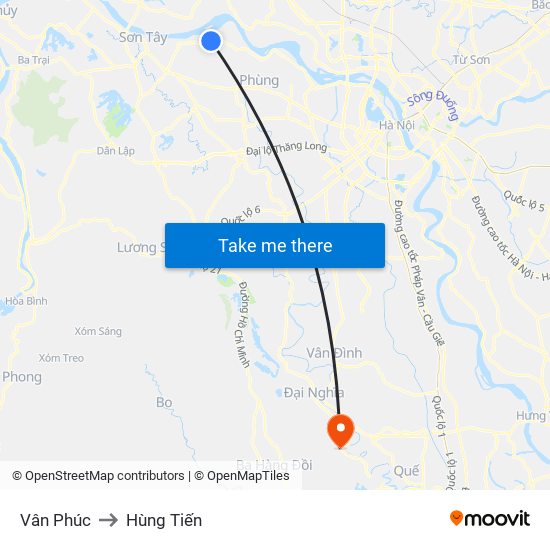 Vân Phúc to Hùng Tiến map