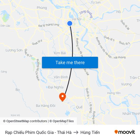 Rạp Chiếu Phim Quốc Gia - Thái Hà to Hùng Tiến map