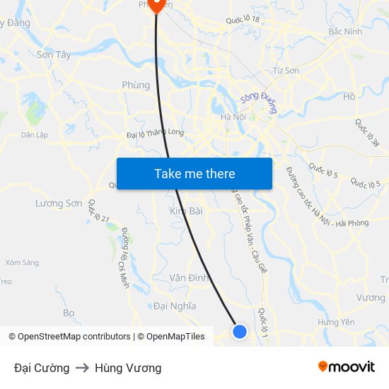 Đại Cường to Hùng Vương map