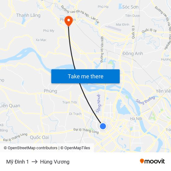 Mỹ Đình 1 to Hùng Vương map