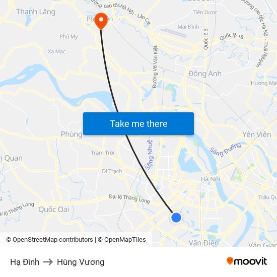 Hạ Đình to Hùng Vương map