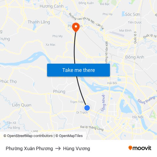 Phường Xuân Phương to Hùng Vương map