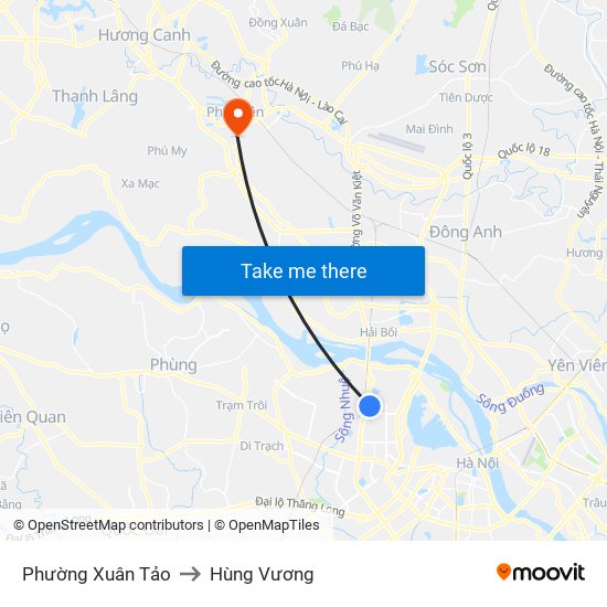 Phường Xuân Tảo to Hùng Vương map