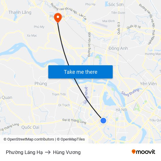 Phường Láng Hạ to Hùng Vương map