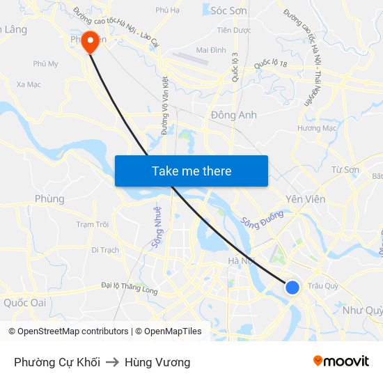 Phường Cự Khối to Hùng Vương map