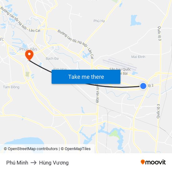 Phú Minh to Hùng Vương map
