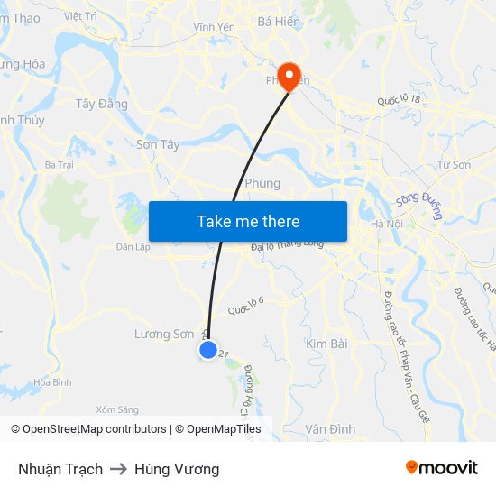 Nhuận Trạch to Hùng Vương map